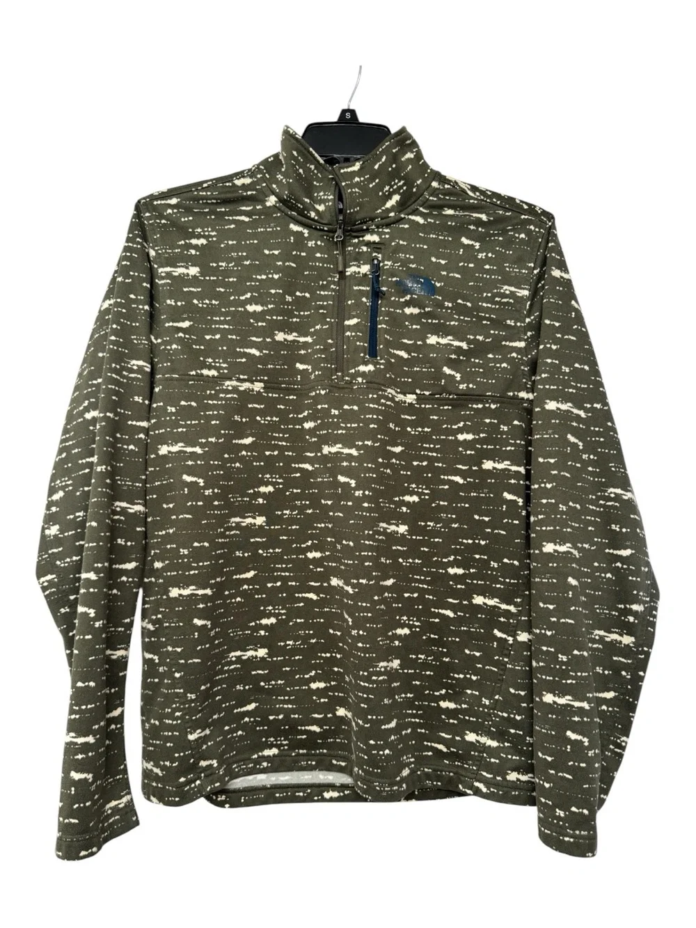 The North Face Olive & Cream Patterned Quarter-Zip Performance Pullover